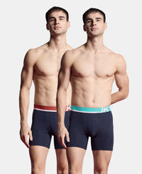 Super Combed Cotton Solid Boxer Brief with Ultrasoft Waistband and StayFresh Treatment - Navy (Pack of 2)