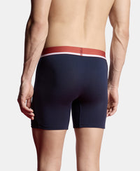 Super Combed Cotton Solid Boxer Brief with Ultrasoft Waistband and StayFresh Treatment - Navy (Pack of 2)
