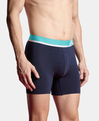 Super Combed Cotton Solid Boxer Brief with Ultrasoft Waistband and StayFresh Treatment - Navy