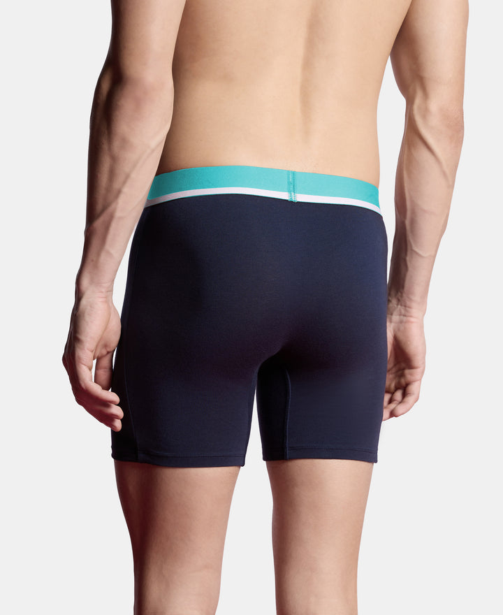 Super Combed Cotton Solid Boxer Brief with Ultrasoft Waistband and StayFresh Treatment - Navy