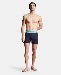 Super Combed Cotton Solid Boxer Brief with Ultrasoft Waistband and StayFresh Treatment - Navy