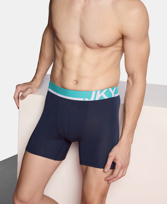 Super Combed Cotton Solid Boxer Brief with Ultrasoft Waistband and StayFresh Treatment - Navy