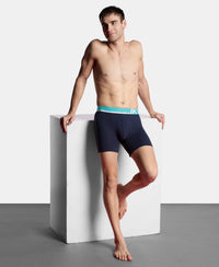 Super Combed Cotton Solid Boxer Brief with Ultrasoft Waistband and StayFresh Treatment - Navy