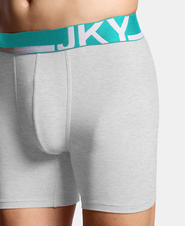Super Combed Cotton Solid Boxer Brief with Ultrasoft Waistband and StayFresh Treatment - Steel Grey Melange