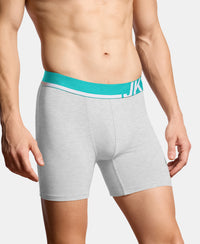 Super Combed Cotton Solid Boxer Brief with Ultrasoft Waistband and StayFresh Treatment - Steel Grey Melange