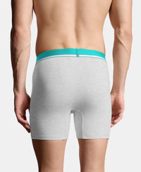 Super Combed Cotton Solid Boxer Brief with Ultrasoft Waistband and StayFresh Treatment - Steel Grey Melange