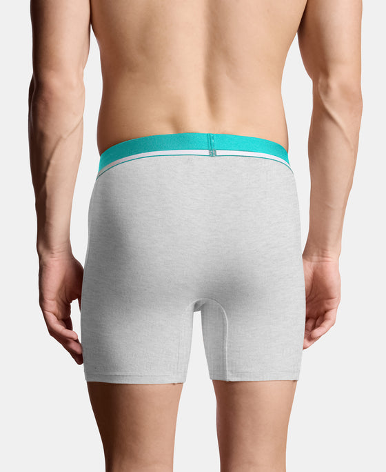 Super Combed Cotton Solid Boxer Brief with Ultrasoft Waistband and StayFresh Treatment - Steel Grey Melange