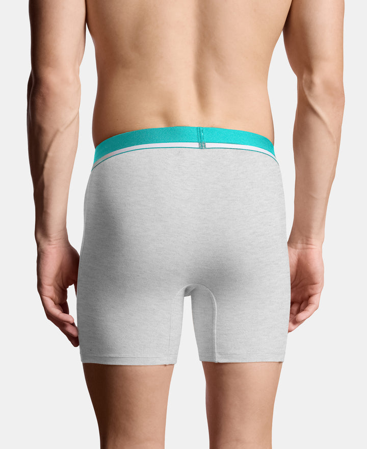 Super Combed Cotton Solid Boxer Brief with Ultrasoft Waistband and StayFresh Treatment - Steel Grey Melange