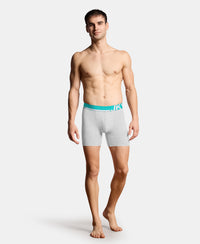 Super Combed Cotton Solid Boxer Brief with Ultrasoft Waistband and StayFresh Treatment - Steel Grey Melange