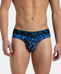 Super Combed Cotton Elastane Stretch Printed Brief with Ultrasoft Waistband - Black Sky Diver