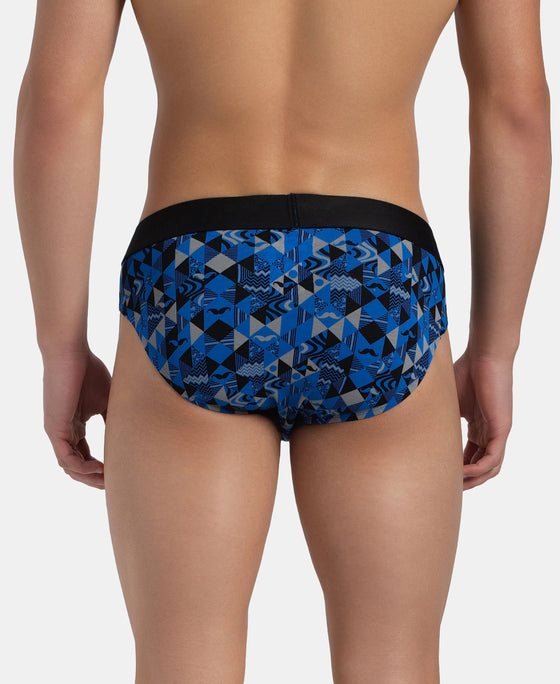 Super Combed Cotton Elastane Stretch Printed Brief with Ultrasoft Waistband - Black Sky Diver