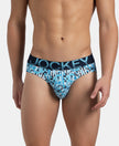 Super Combed Cotton Elastane Stretch Printed Brief with Ultrasoft Waistband - Navy Blue Grotto