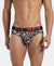Super Combed Cotton Elastane Stretch Printed Brief with Ultrasoft Waistband - Navy Nasturtium