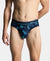 Super Combed Cotton Elastane Stretch Printed Brief with Ultrasoft Waistband - Navy & Turquoise