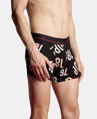 Super Combed Cotton Elastane Stretch Printed Trunk with Ultrasoft Waistband - Black & Red