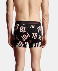 Super Combed Cotton Elastane Stretch Printed Trunk with Ultrasoft Waistband - Black & Red