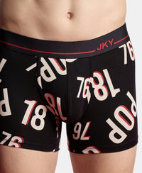 Super Combed Cotton Elastane Stretch Printed Trunk with Ultrasoft Waistband - Black & Red