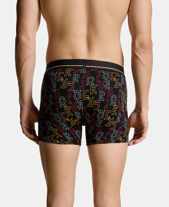 Super Combed Cotton Elastane Stretch Printed Trunk with Ultrasoft Waistband - Black & Yellow