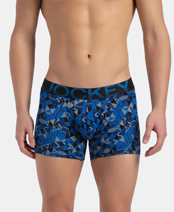 Super Combed Cotton Elastane Stretch Printed Trunk with Ultrasoft Waistband - Black Sky Diver