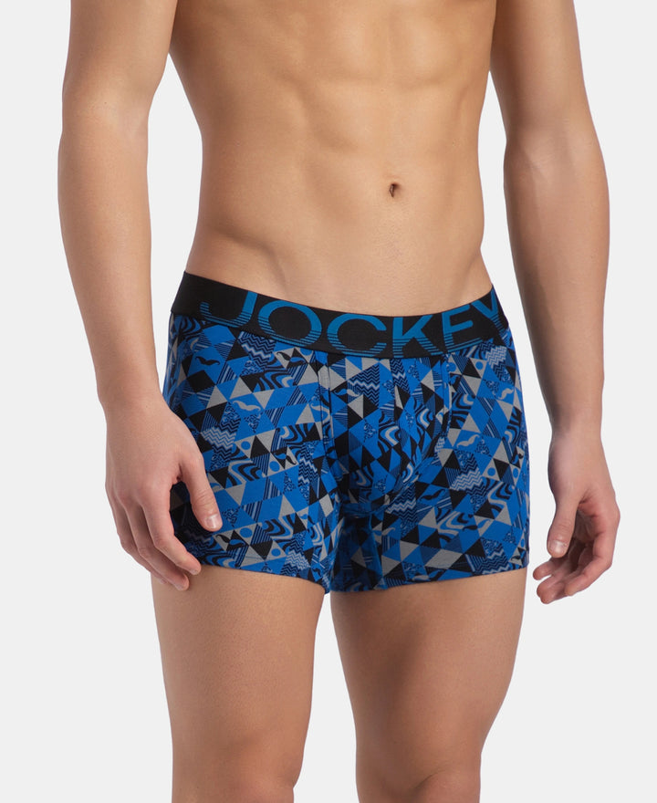 Super Combed Cotton Elastane Stretch Printed Trunk with Ultrasoft Waistband - Black Sky Diver