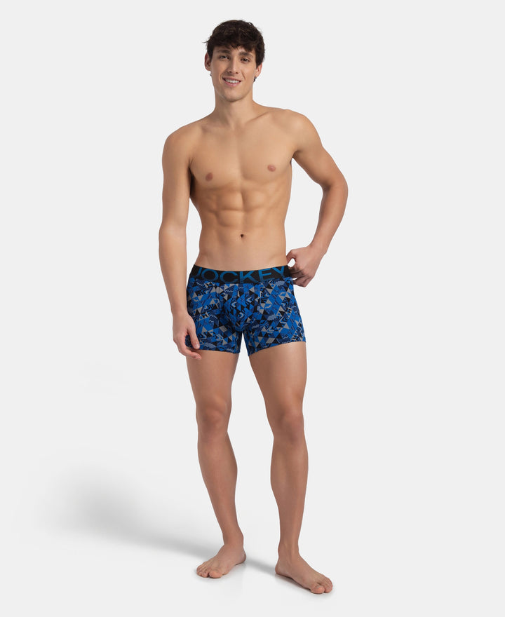 Super Combed Cotton Elastane Stretch Printed Trunk with Ultrasoft Waistband - Black Sky Diver