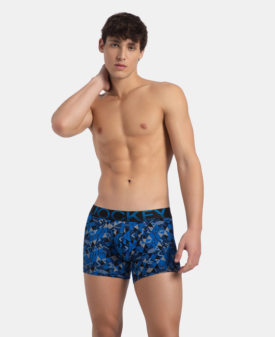 Super Combed Cotton Elastane Stretch Printed Trunk with Ultrasoft Waistband - Black Sky Diver