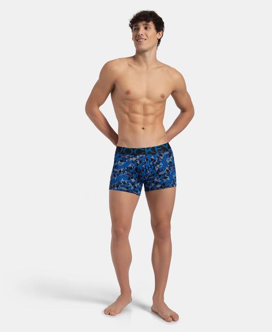 Super Combed Cotton Elastane Stretch Printed Trunk with Ultrasoft Waistband - Black Sky Diver