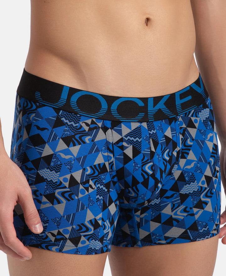 Super Combed Cotton Elastane Stretch Printed Trunk with Ultrasoft Waistband - Black Sky Diver
