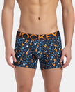 Super Combed Cotton Elastane Stretch Printed Trunk with Ultrasoft Waistband - Navy Autumn Glory