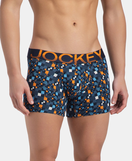 Super Combed Cotton Elastane Stretch Printed Trunk with Ultrasoft Waistband - Navy Autumn Glory