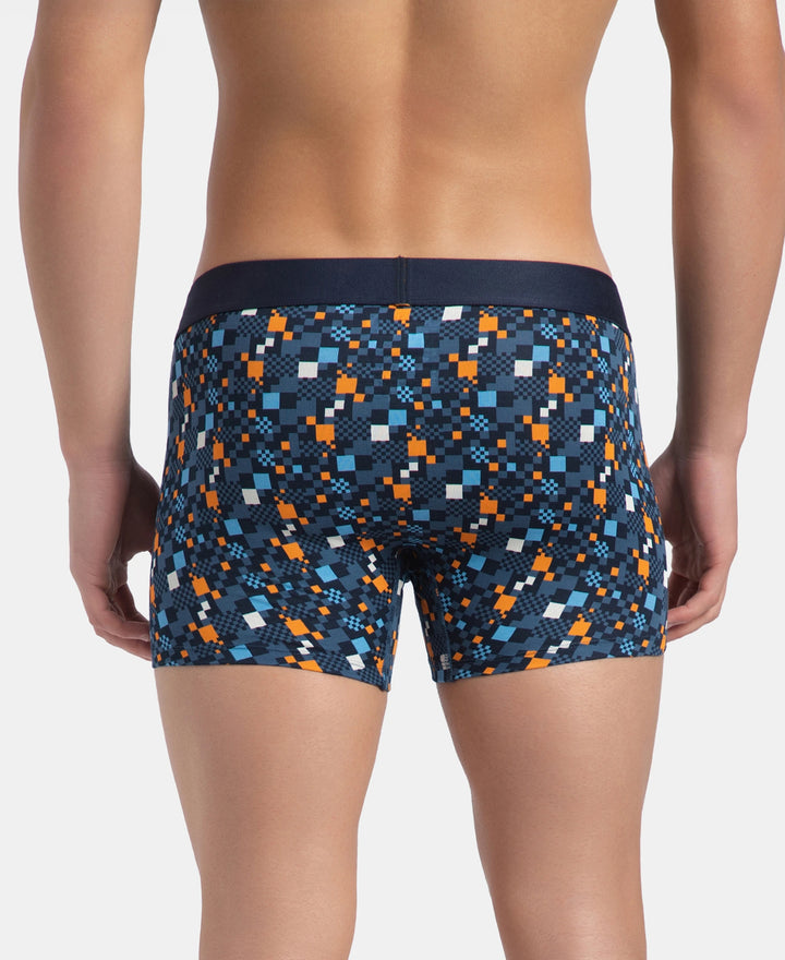 Super Combed Cotton Elastane Stretch Printed Trunk with Ultrasoft Waistband - Navy Autumn Glory