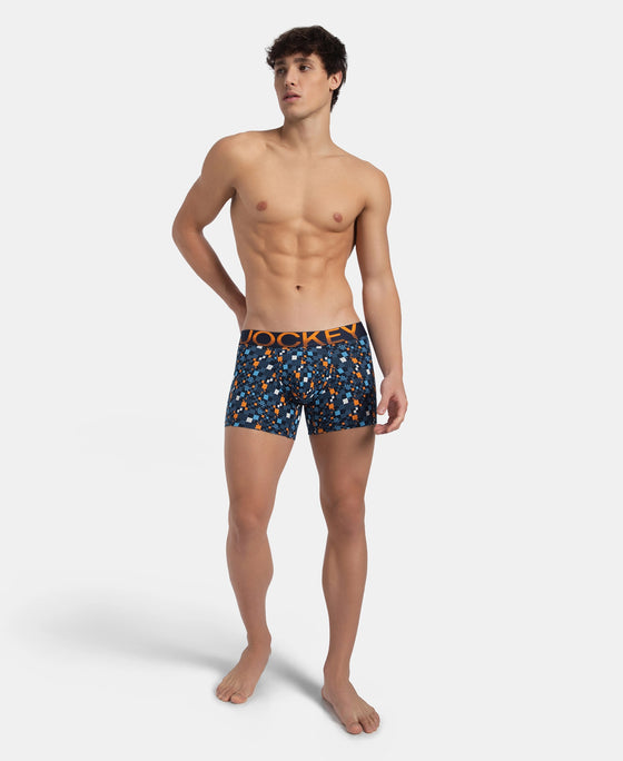 Super Combed Cotton Elastane Stretch Printed Trunk with Ultrasoft Waistband - Navy Autumn Glory