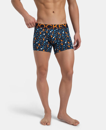 Super Combed Cotton Elastane Stretch Printed Trunk with Ultrasoft Waistband - Navy Autumn Glory