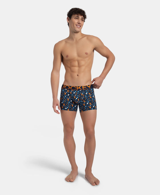 Super Combed Cotton Elastane Stretch Printed Trunk with Ultrasoft Waistband - Navy Autumn Glory
