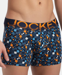 Super Combed Cotton Elastane Stretch Printed Trunk with Ultrasoft Waistband - Navy Autumn Glory