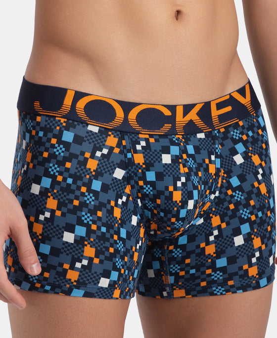 Super Combed Cotton Elastane Stretch Printed Trunk with Ultrasoft Waistband - Navy Autumn Glory