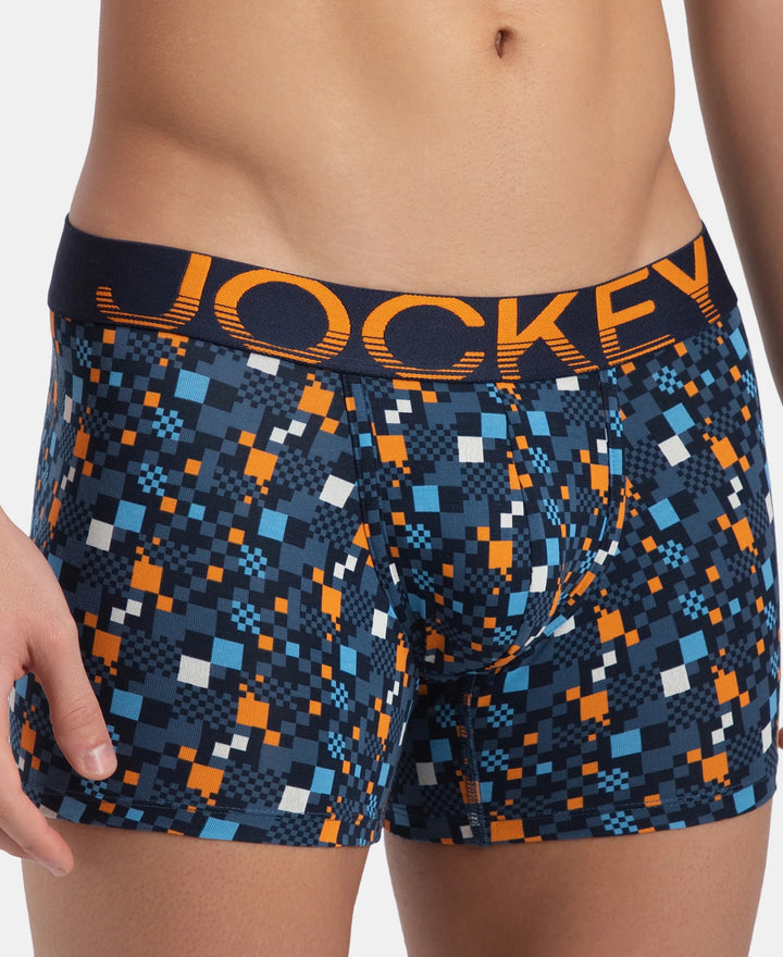 Super Combed Cotton Elastane Stretch Printed Trunk with Ultrasoft Waistband - Navy Autumn Glory