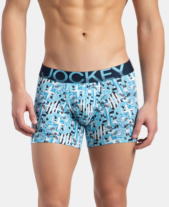 Super Combed Cotton Elastane Stretch Printed Trunk with Ultrasoft Waistband - Navy Blue Grotto