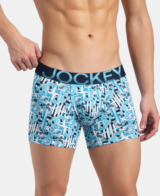 Super Combed Cotton Elastane Stretch Printed Trunk with Ultrasoft Waistband - Navy Blue Grotto