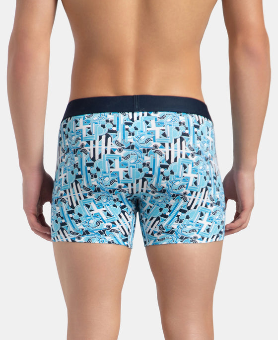 Super Combed Cotton Elastane Stretch Printed Trunk with Ultrasoft Waistband - Navy Blue Grotto