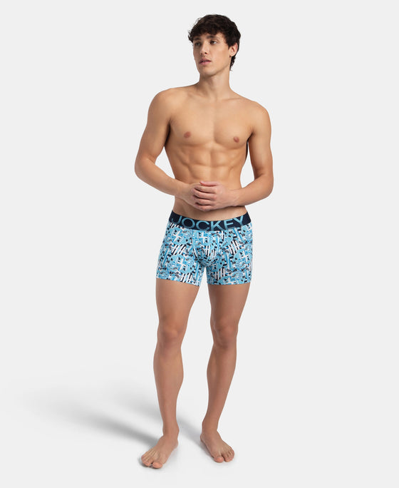 Super Combed Cotton Elastane Stretch Printed Trunk with Ultrasoft Waistband - Navy Blue Grotto