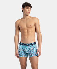 Super Combed Cotton Elastane Stretch Printed Trunk with Ultrasoft Waistband - Navy Blue Grotto