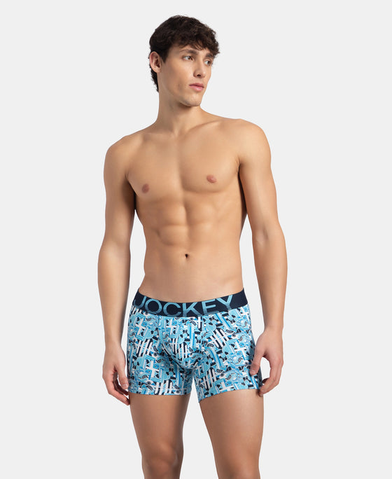 Super Combed Cotton Elastane Stretch Printed Trunk with Ultrasoft Waistband - Navy Blue Grotto