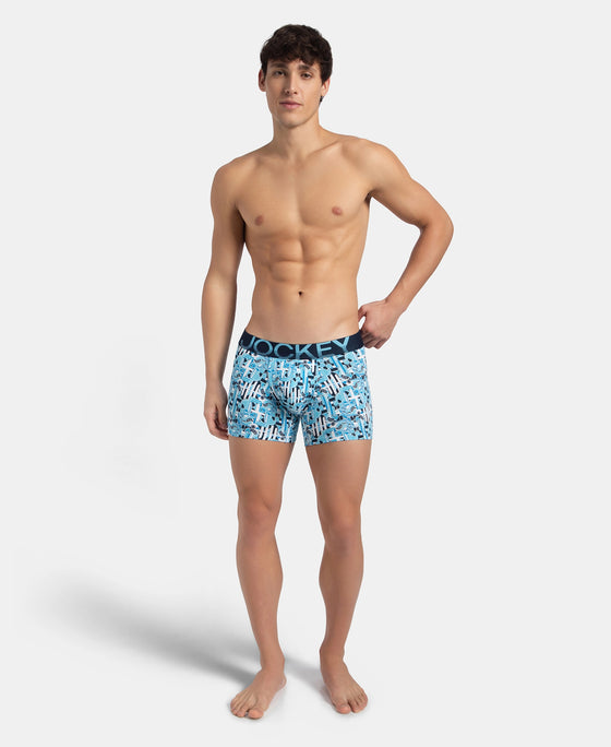Super Combed Cotton Elastane Stretch Printed Trunk with Ultrasoft Waistband - Navy Blue Grotto
