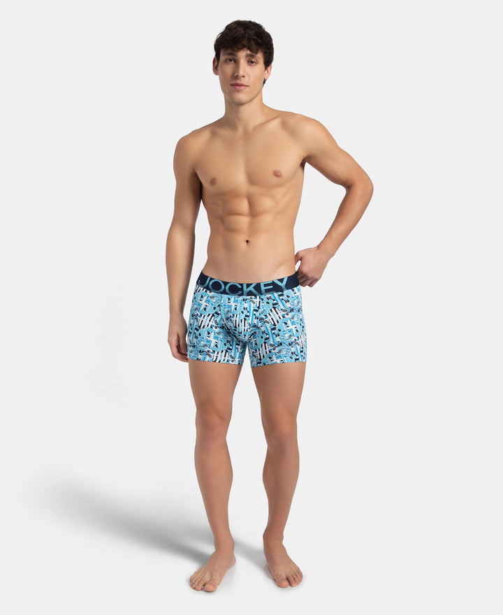 Super Combed Cotton Elastane Stretch Printed Trunk with Ultrasoft Waistband - Navy Blue Grotto
