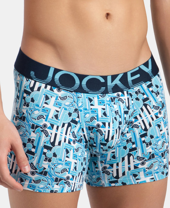 Super Combed Cotton Elastane Stretch Printed Trunk with Ultrasoft Waistband - Navy Blue Grotto