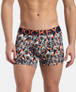 Super Combed Cotton Elastane Stretch Printed Trunk with Ultrasoft Waistband - Navy Nasturtium