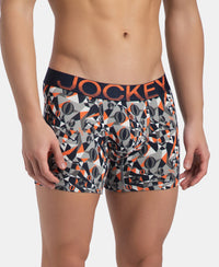 Super Combed Cotton Elastane Stretch Printed Trunk with Ultrasoft Waistband - Navy Nasturtium