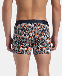 Super Combed Cotton Elastane Stretch Printed Trunk with Ultrasoft Waistband - Navy Nasturtium