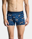 Super Combed Cotton Elastane Stretch Printed Trunk with Ultrasoft Waistband - Navy & Daphne